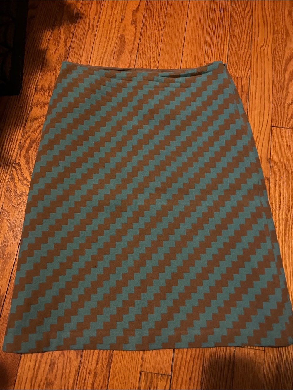Womens Chevron Pencil Skirt - Teal and Brown